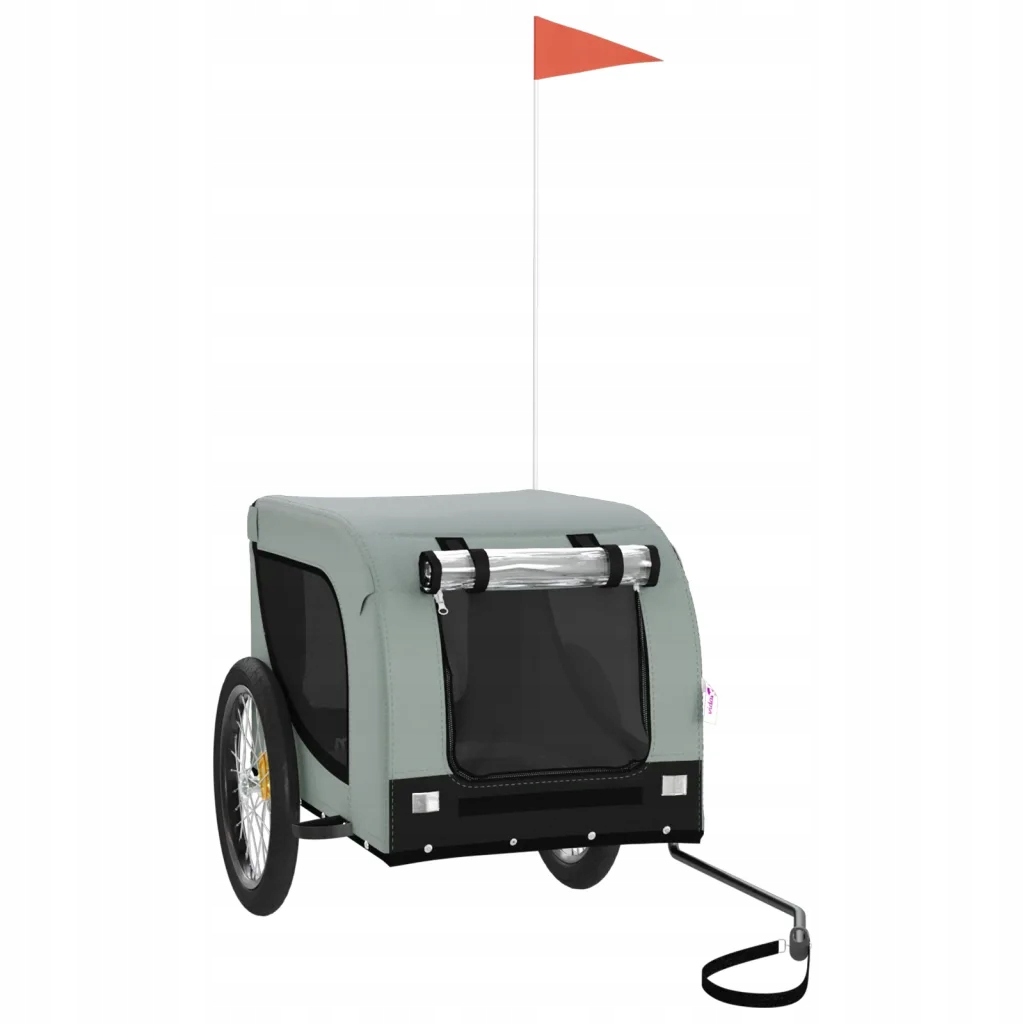 Přívěs Na Kolo Pro Psa Šedo-černý Oxford
