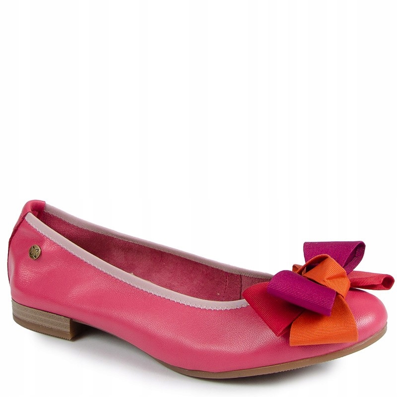 Maciejka P6801-15/00-0 Růžové Kožené Baleríny S Mašličkou 38