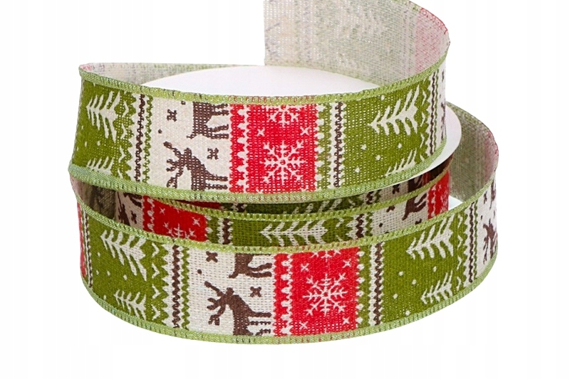 

Wstążka Taśma Świąteczna Ozdobna 2,5CM Drukowana