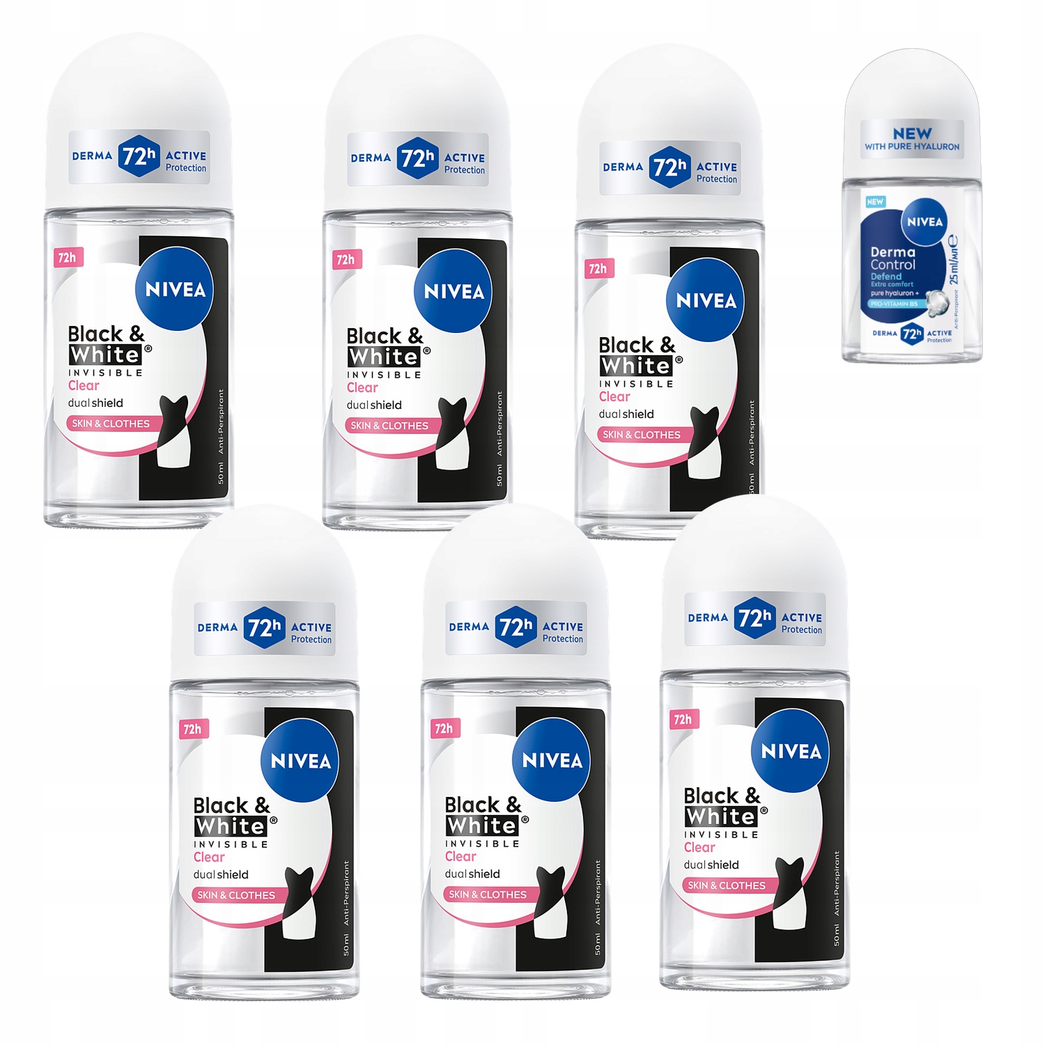 Nivea Sada Black&White Clear Dámský kuličkový antiperspirant x6 Dárek