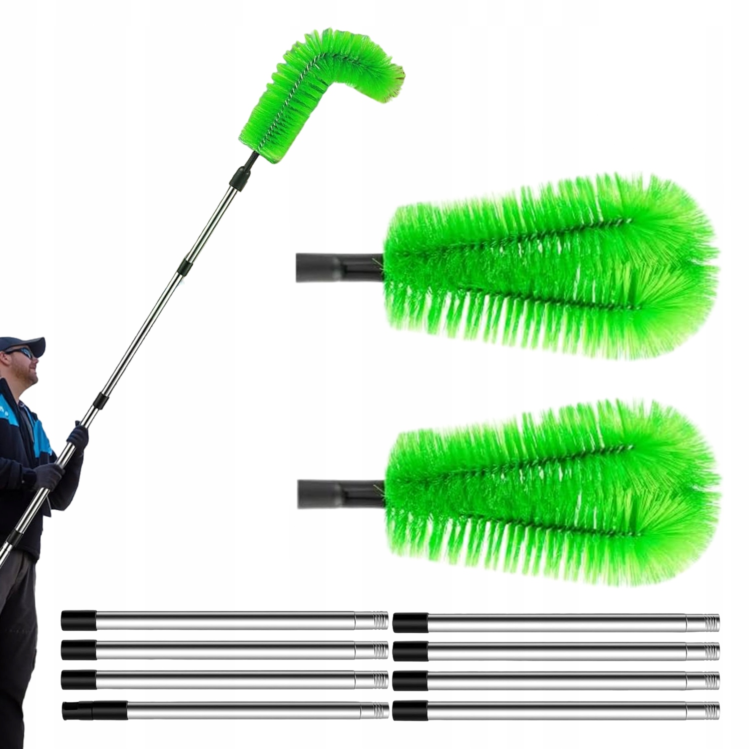 Levně Vyměnitelný Kartáč Na Listí A Nečistoty Se 2 Hlavicemi A 8 Tyčemi 310 CM