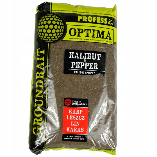 Zanęta wędkarska PROFESS OPTIMA 1kg HALIBUT PIEPRZ Smak inny