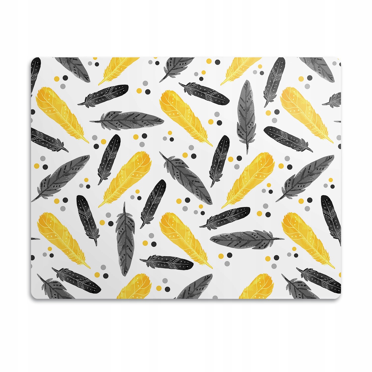 Levně Podložka pro psa pod misku Černé a zlaté peří 60x40