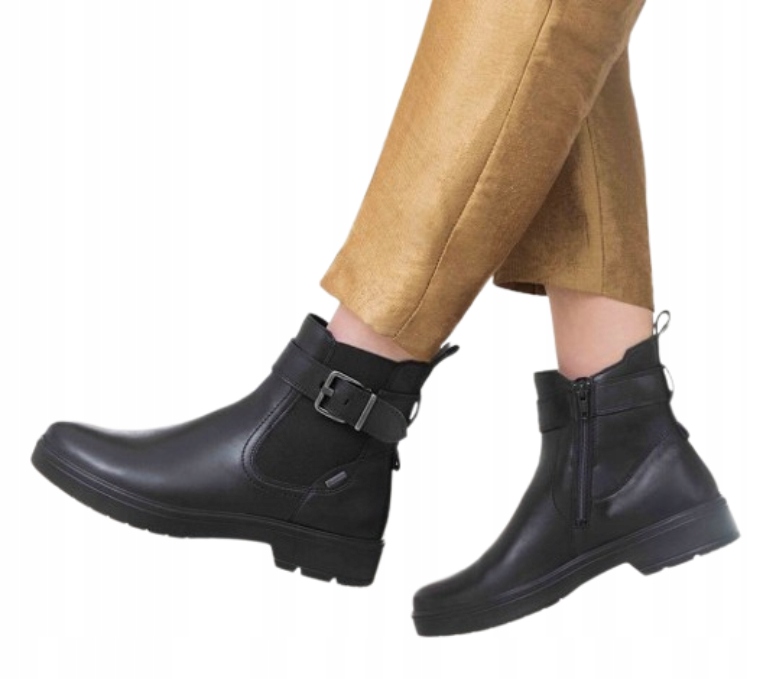 Legero Dámské Kotníkové Boty Černé Na Zip S Koženou Přezkou 37 Jrg