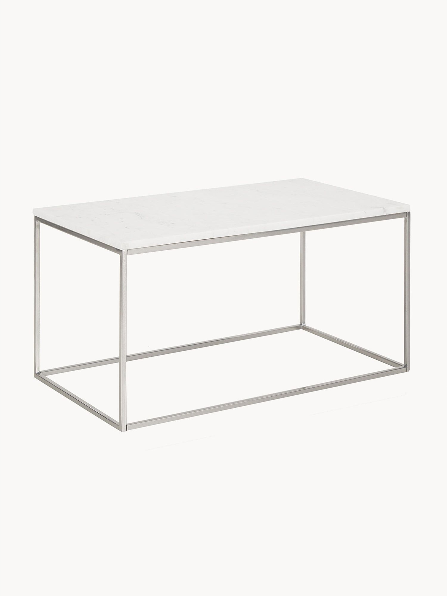 Stolik kawowy z marmuru Alys 80 cm srebrny metal