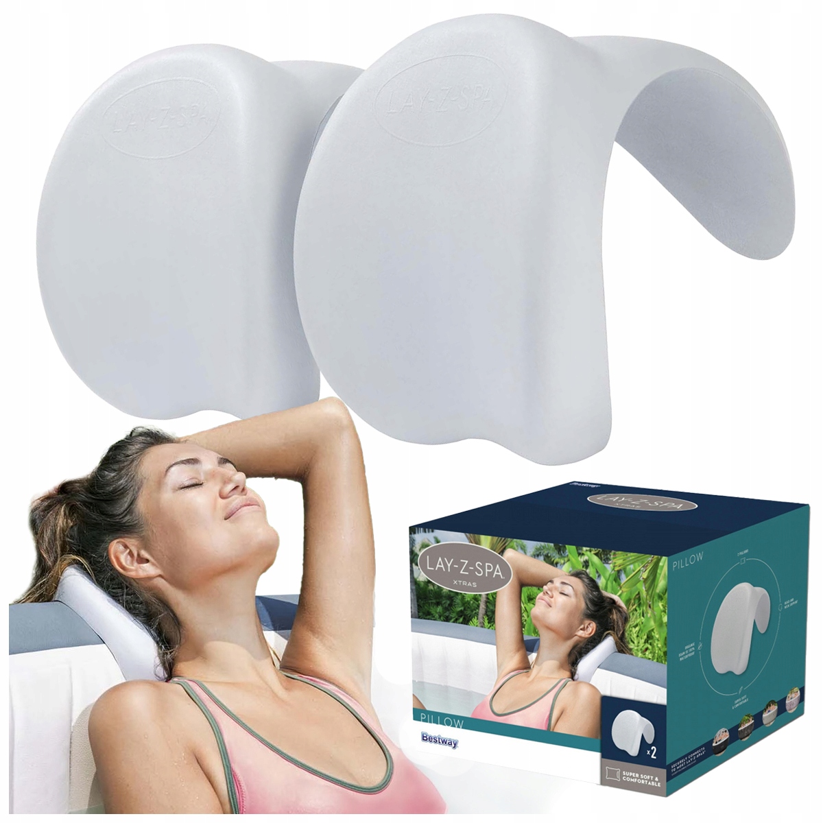 2x Polštář polštáře Opěrka Hlavy Do Spa Vířivky Bestway 60307 Lay-z-spa