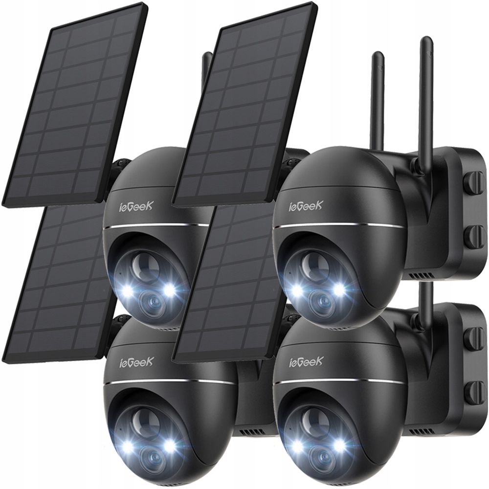 OBROTOWA KAMERA ZEWNĘTRZNA SOLARNA IP WIFI 4X ZOOM 3MPx 2K NA BATERIE 4szt