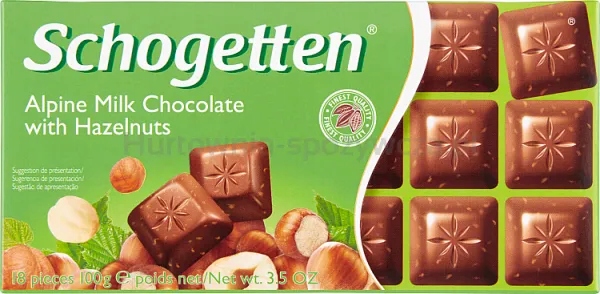 Levně Schogetten Čokoláda Alpine Milk With Hazelnuts 100 g