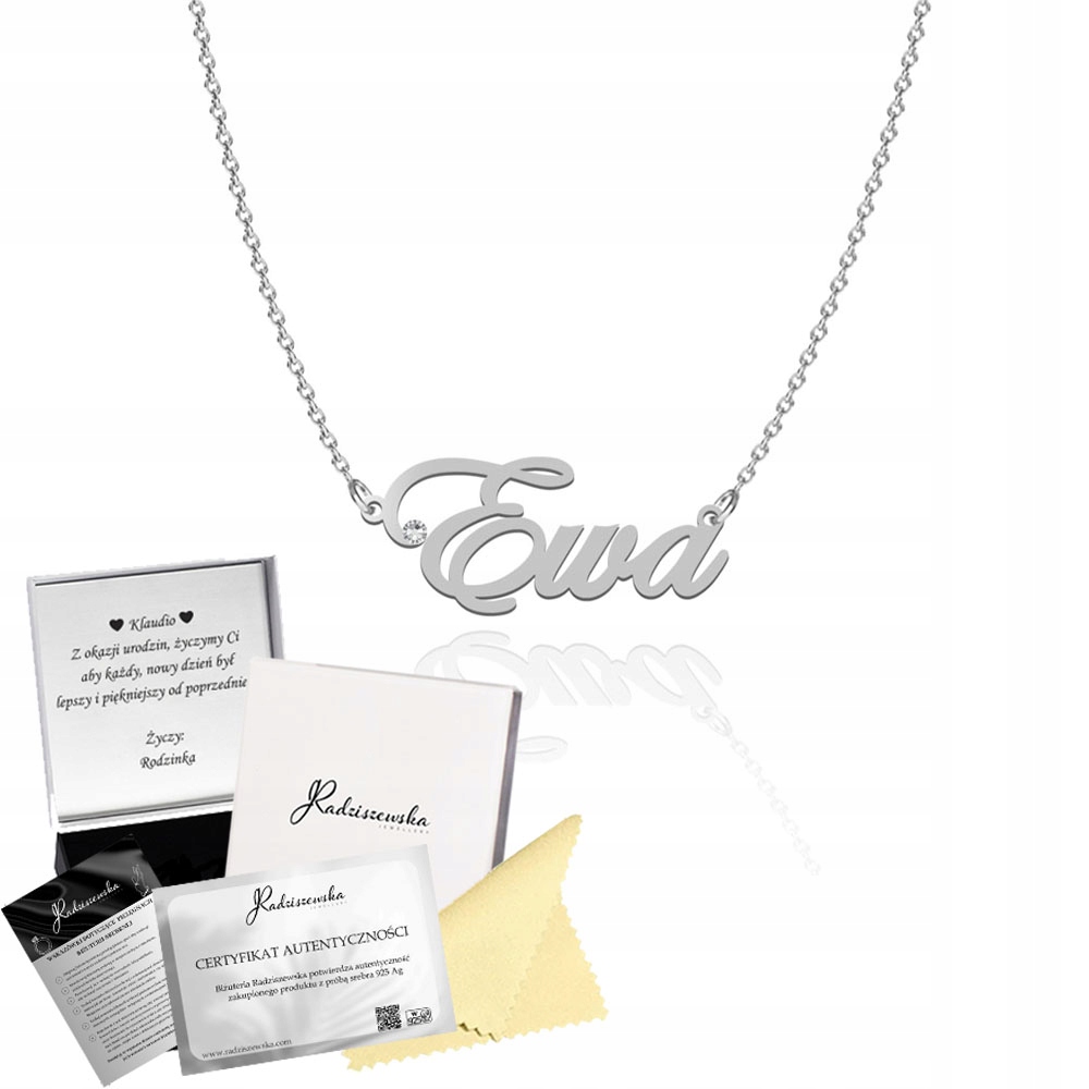 Stříbrný náhrdelník s jménem Ewa Řetízek 925 Dárek Dedikace Bonus