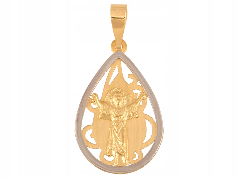 Zlatý medailonek 585 Ježíš s bílým zlatem Křest 0, Svaté Přijímání Svatá památka