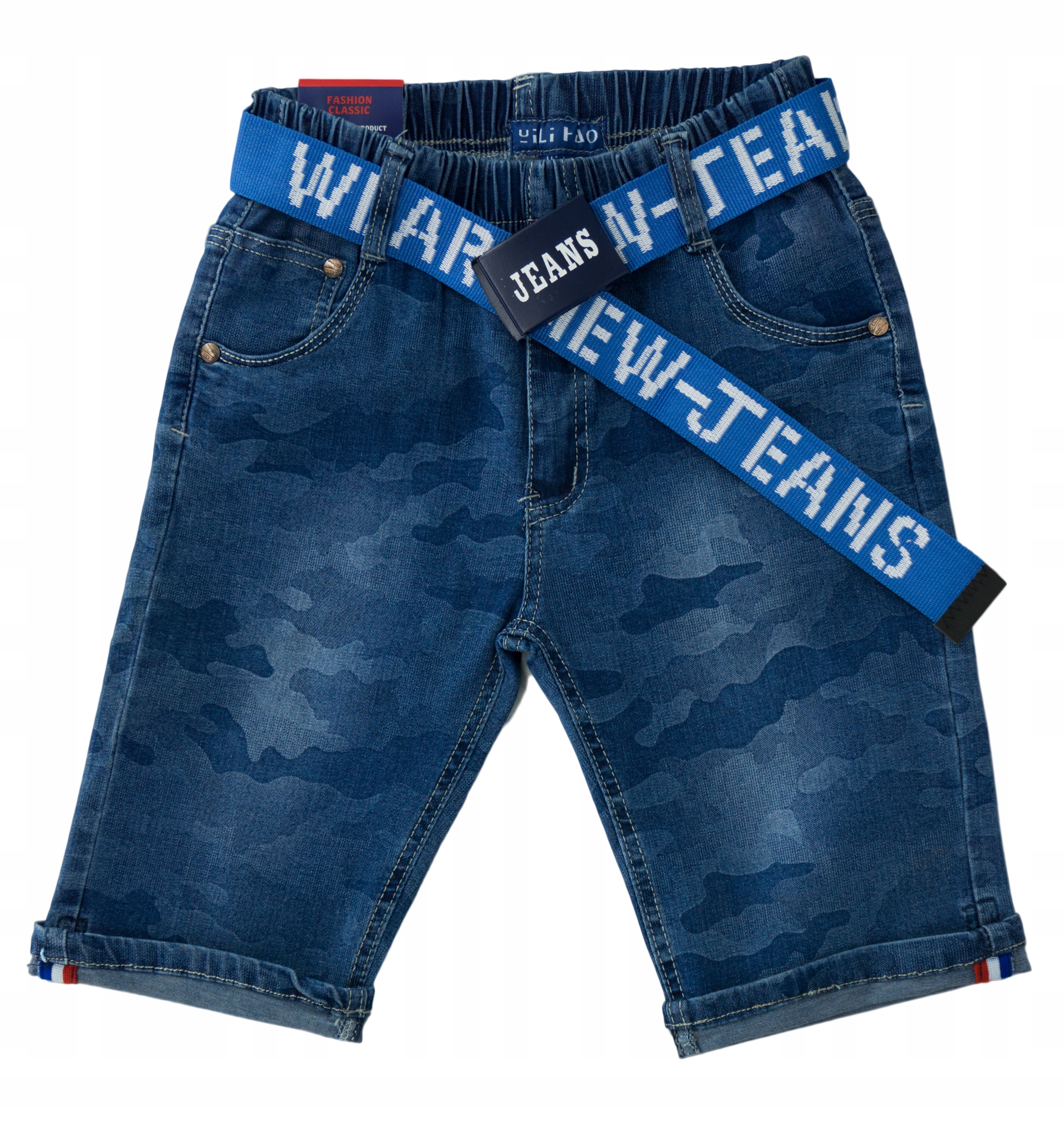 

087 Krótkie spodnie jeans bermudy moro rozmiar 116