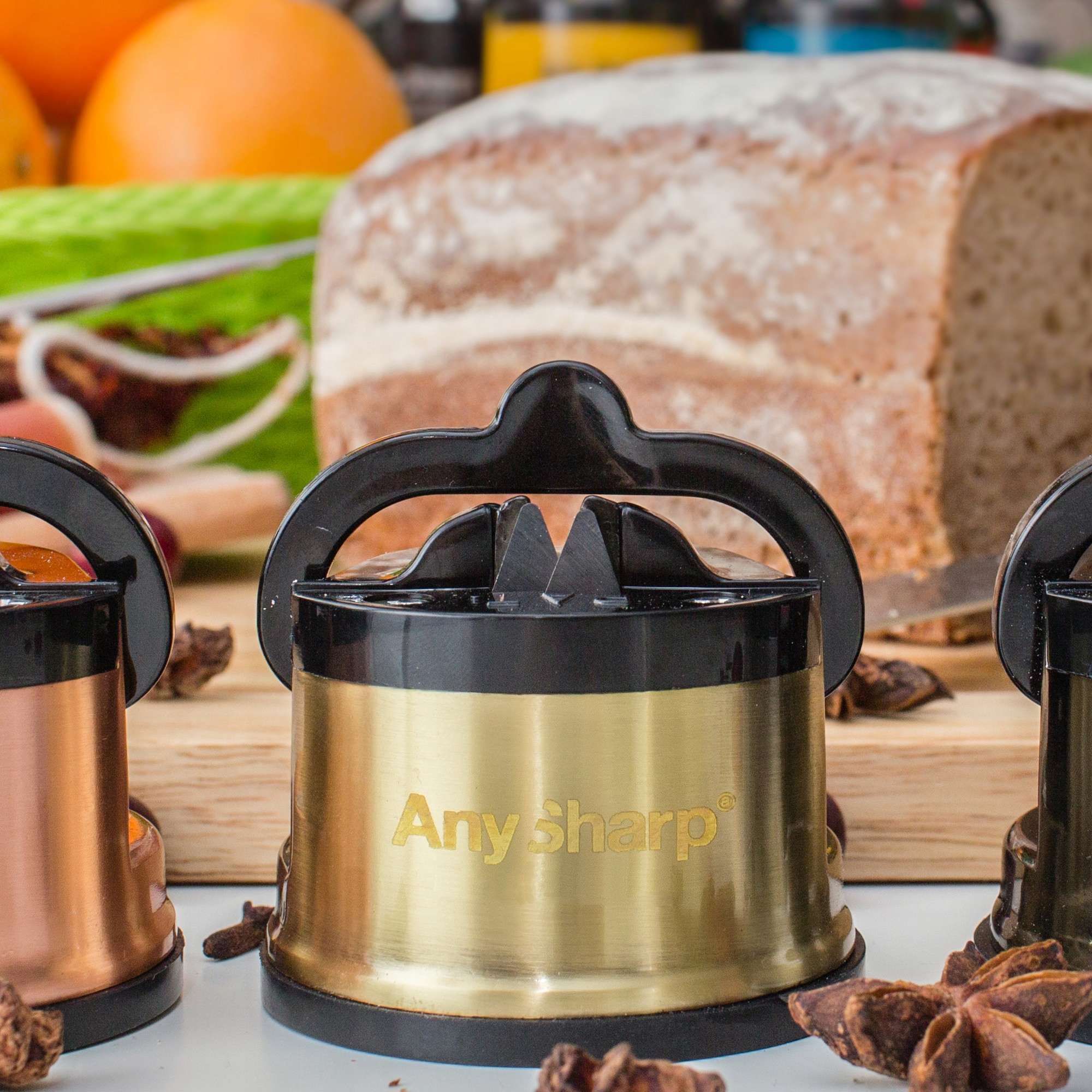 Szczelinowa ostrzałka do noży scyzoryków AnySharp Model ASKSPROBRASS