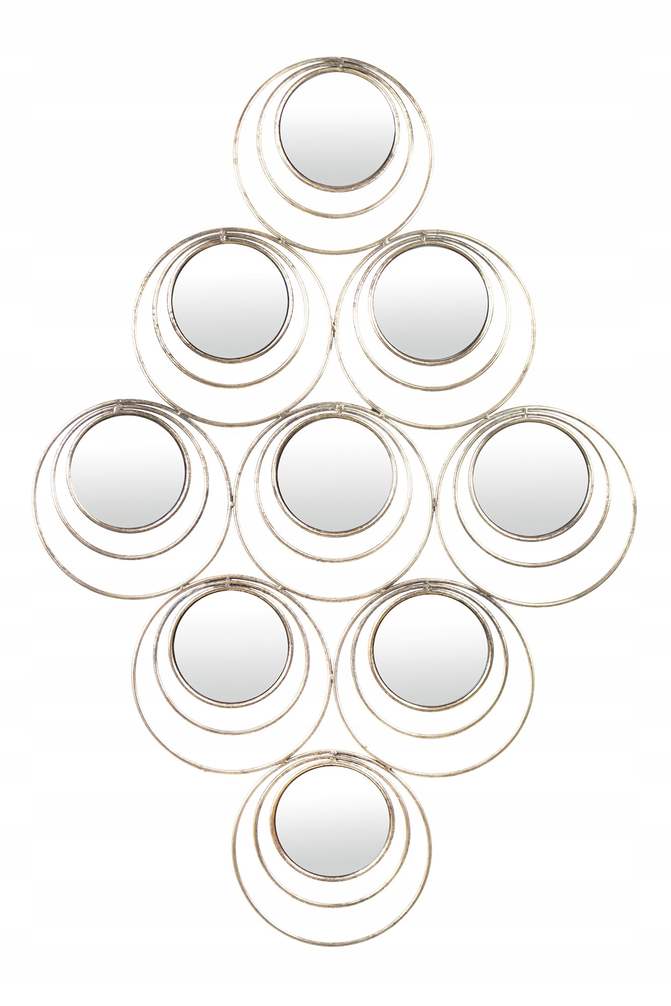 Nástenná Dekorácia Kovová Zlatá Zrkadlo Kolesá