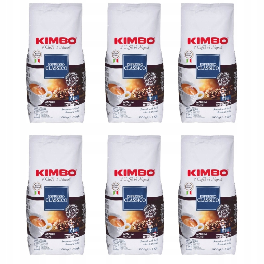 Levně Kimbo Espresso Classico Káva , čokoláda -kakaové tóny , sada na kávu 6 kg