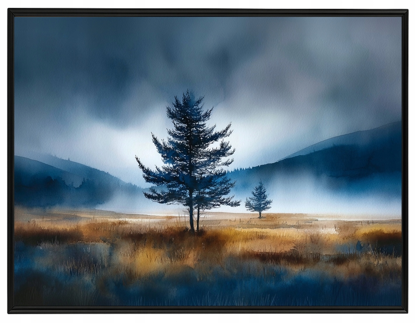Plakát Rámeček Hliník Osamělé Dřevo Mlha Horská Krajina Příroda 80x60