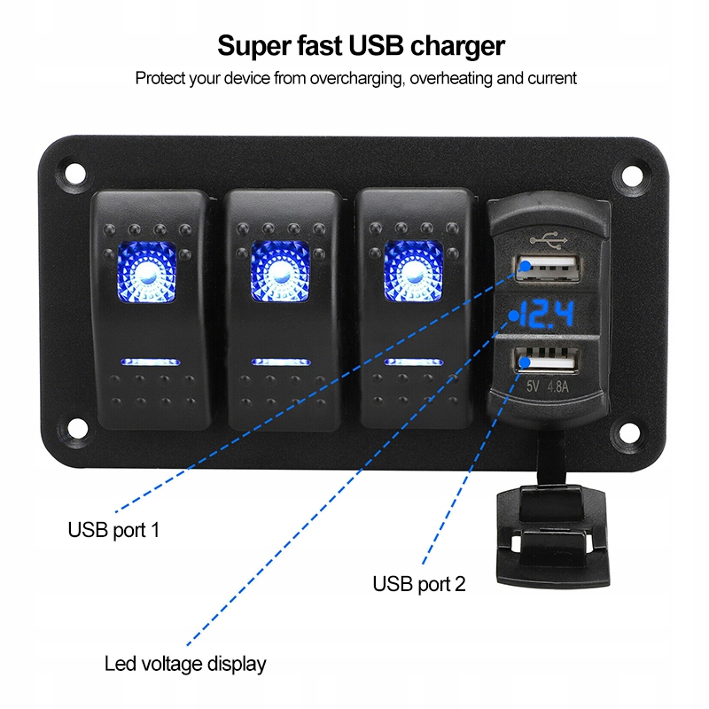 Panel przelacznikow 12 24V 3 gang Marka maszyny Inna