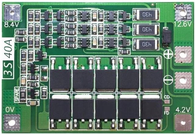 Moduł BMS PCM PCB - wer. BALANCE -3S - 12,6V - 40A - do ogniw 18650