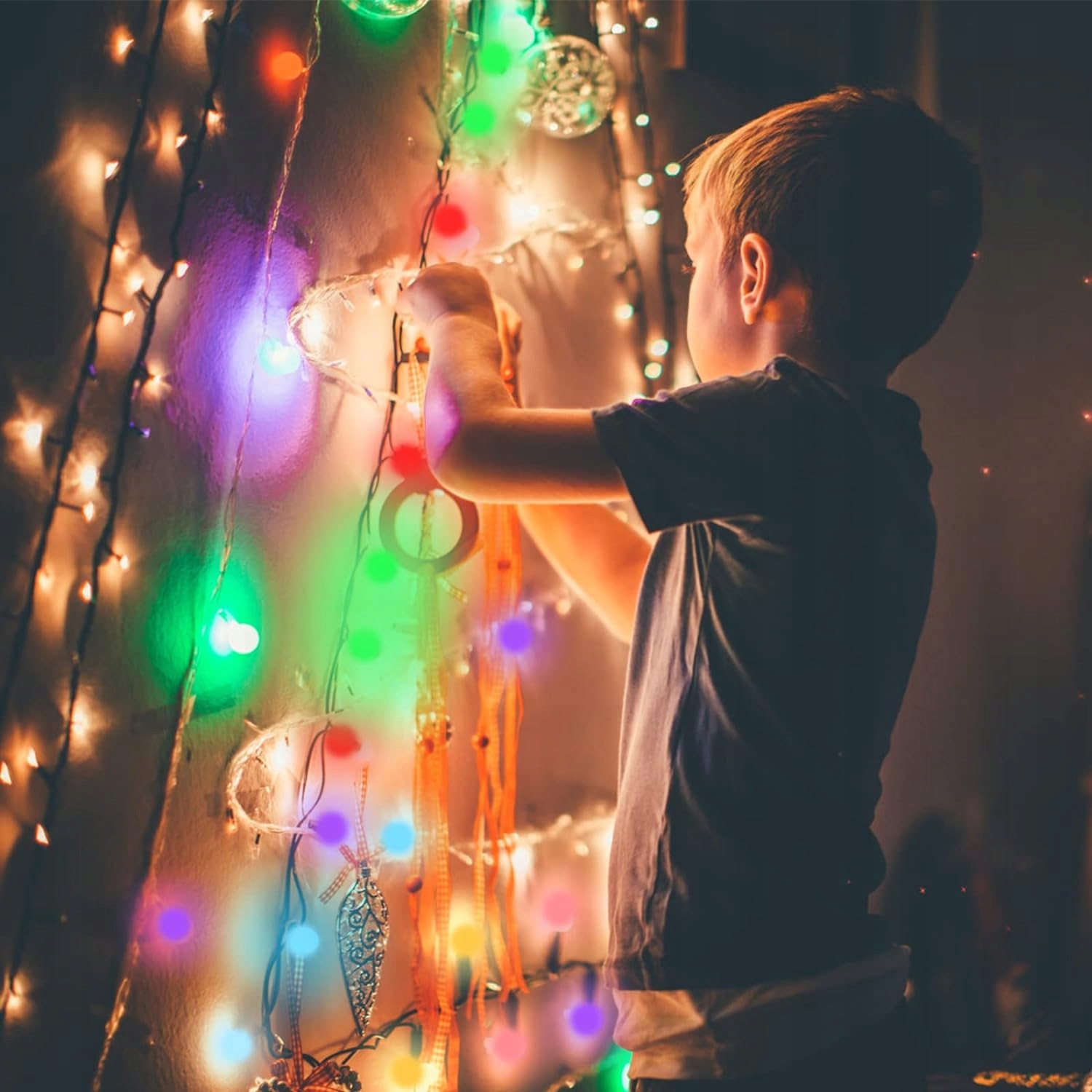 LAMPKI CHOINKOWE ŚWIĄTECZNA OZDOBY 40LED 5m APP TIMER KOLOROWE RGB Z PILOT Stan opakowania oryginalne