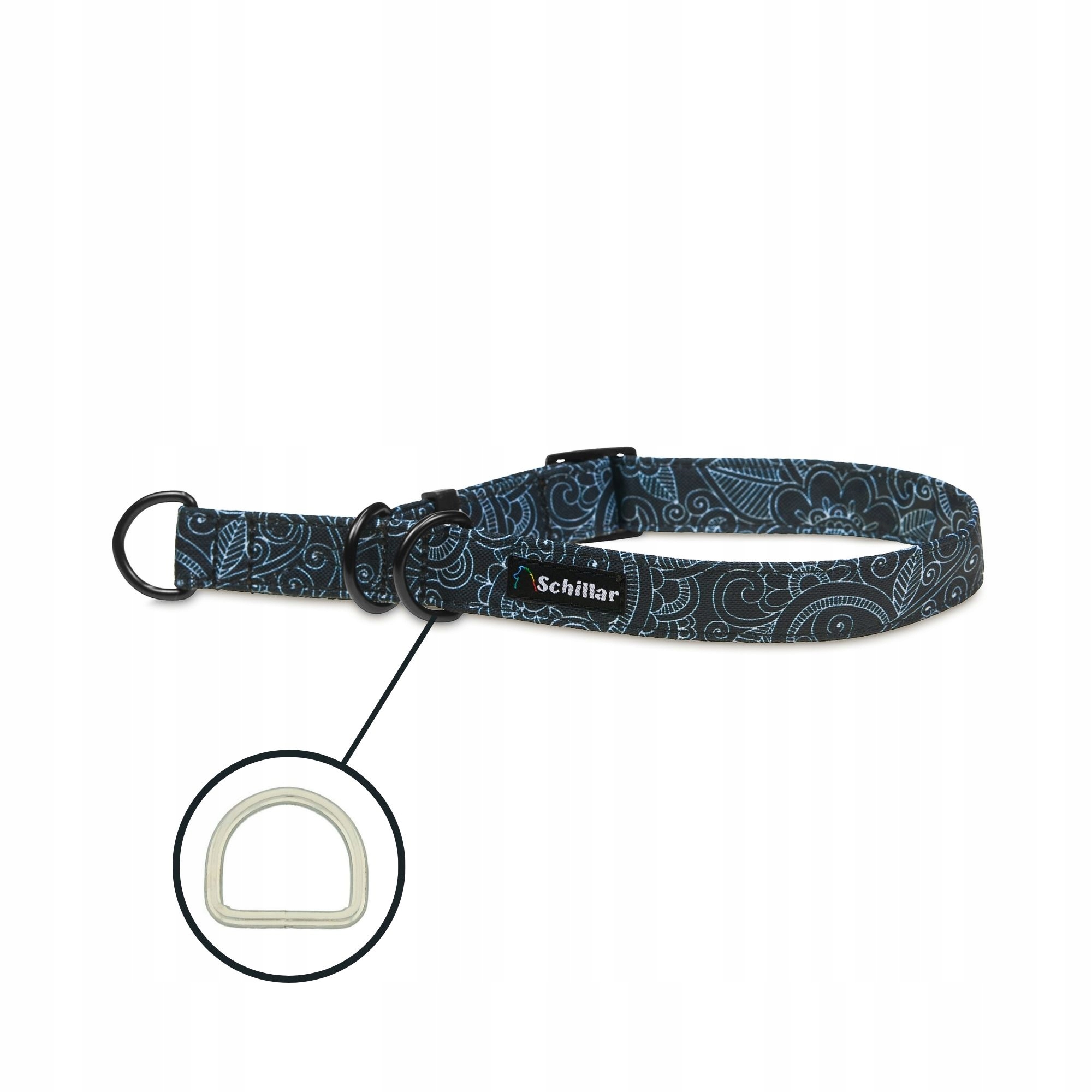 Levně Polostahovací obojek pro velkého psa černý paisley L XL 40-60 cm