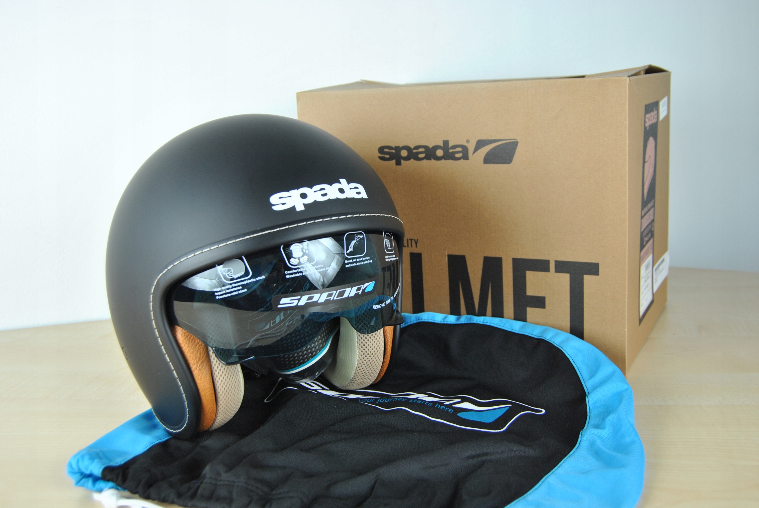 Motocyklová Prilba Otvorená Jet Spada OPO11 Black Matt Xs 53-54 cm