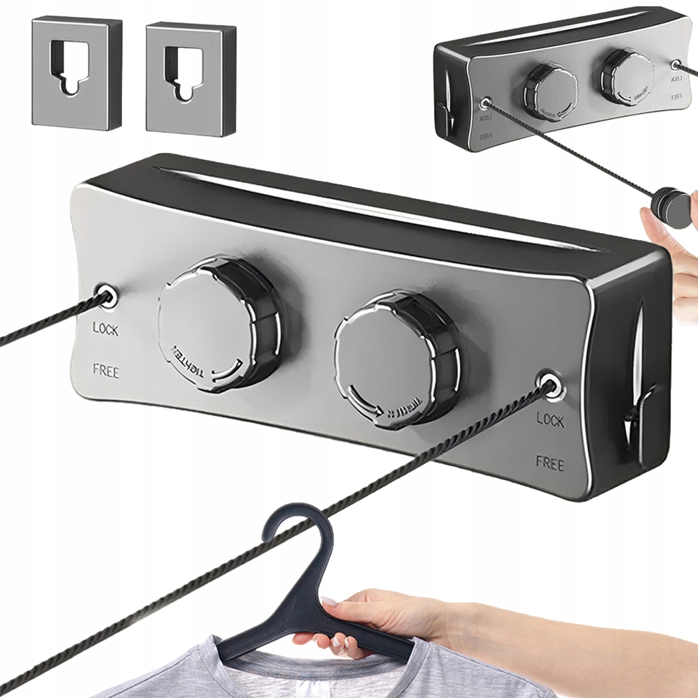 Levně Vysouvací Lanko Na Prádlo Srolovatelné, Dvojité Lanko Nevyžaduje Otvory 5,1 M