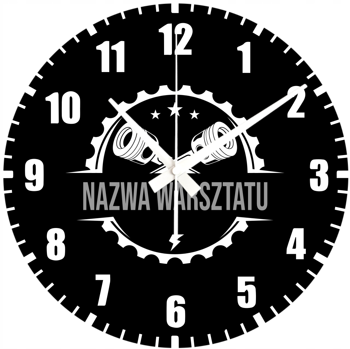 Personalizované hodiny Dárek pro mechanika Název dílny 45 cm