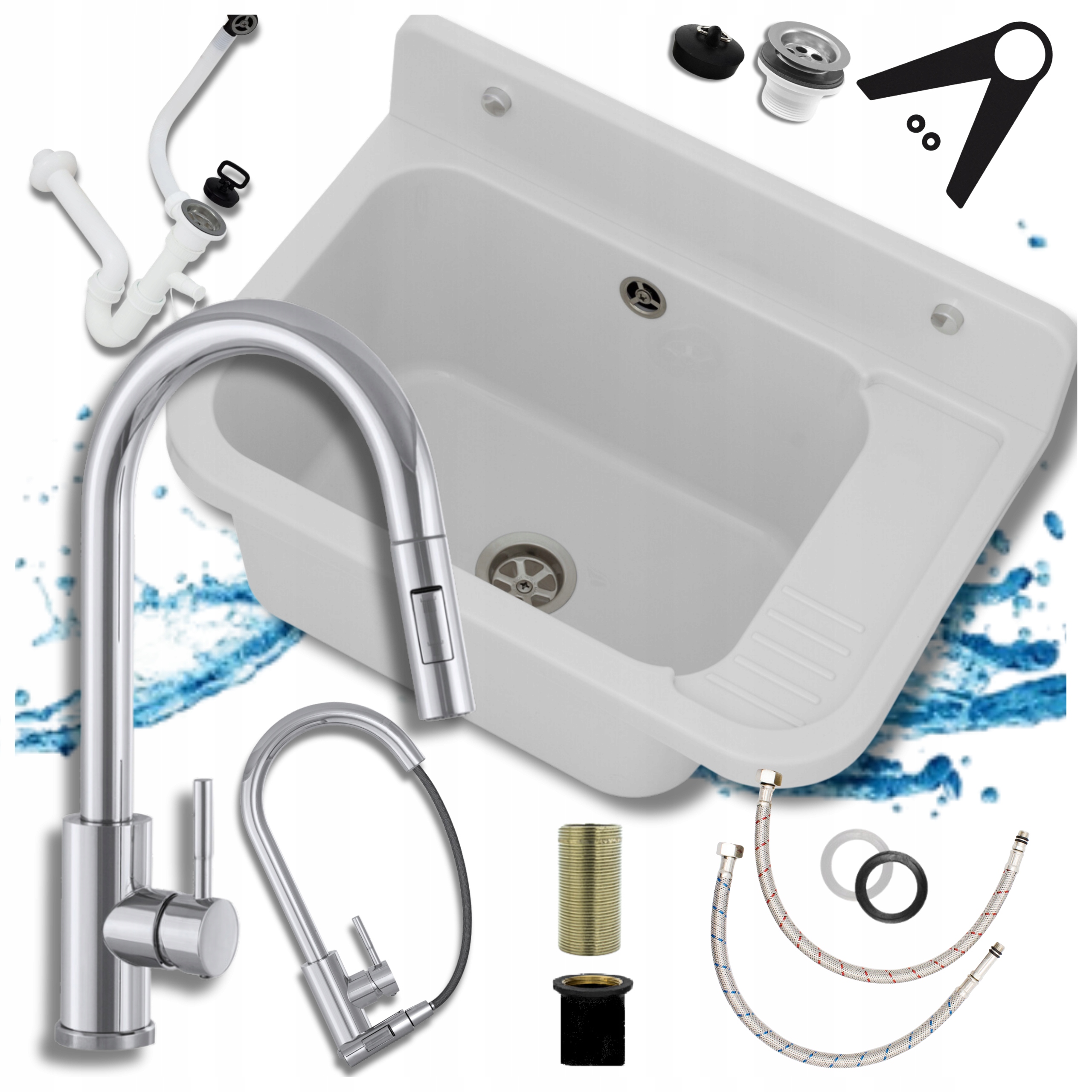 Technický Dřez Pracovní Komora Prádelna Kotelna Vytahovací Baterie Chrom