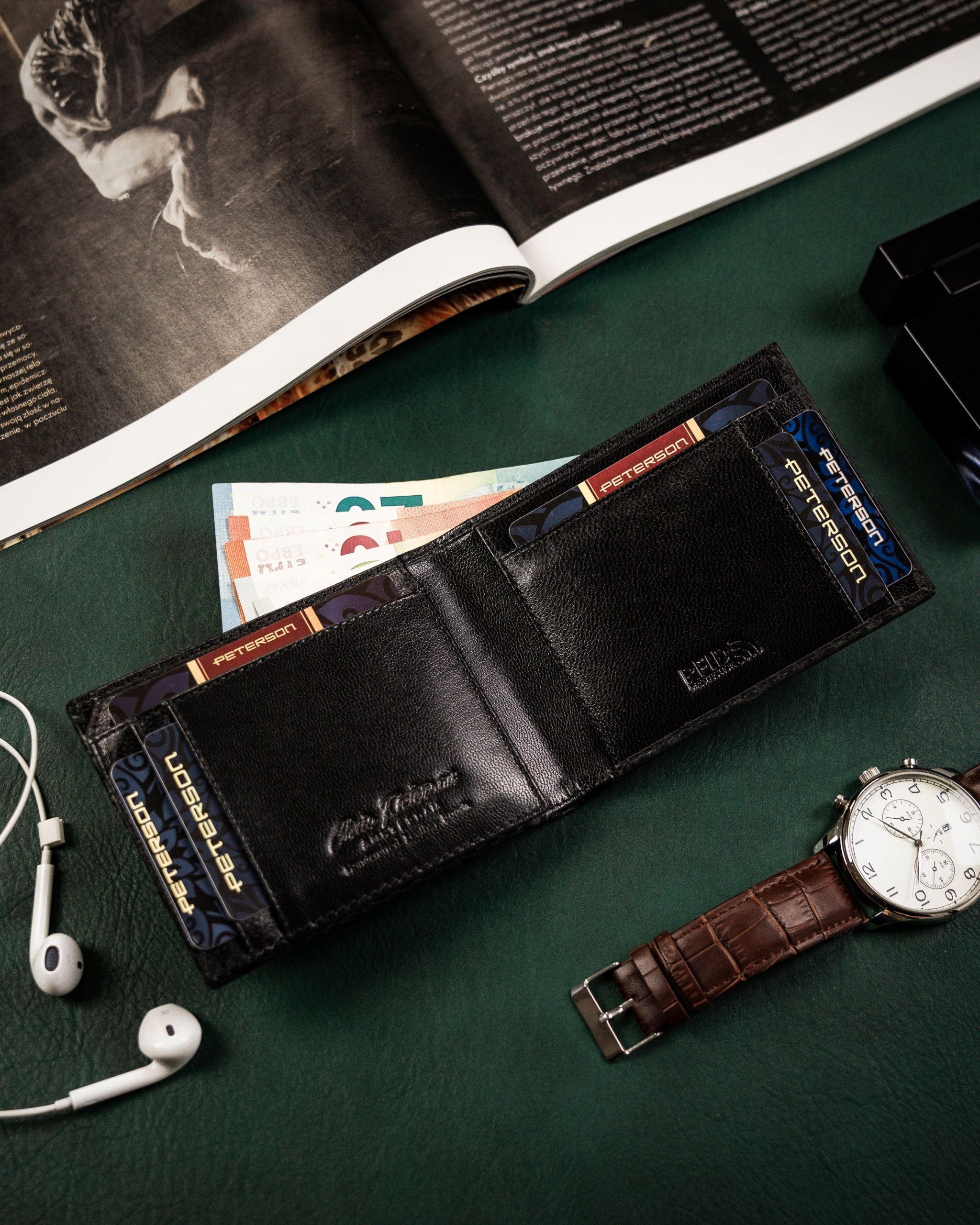 PETERSON STOP RFID PORTFEL MĘSKI MAŁY SLIM CIENKI Kolekcja PTN