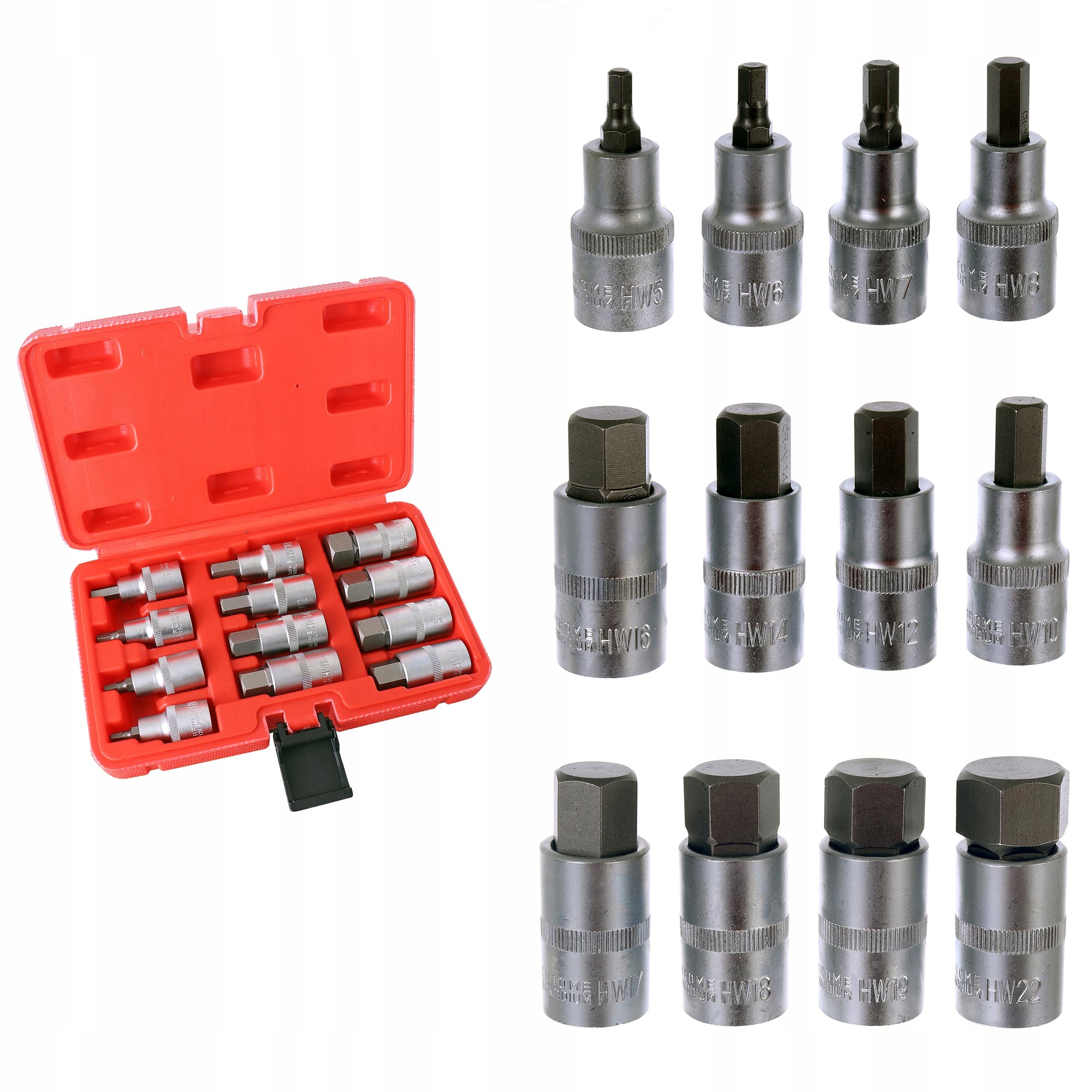 

Zestaw Nasadek Imbus Hex nasadki 1/2' 12el. H5-H22
