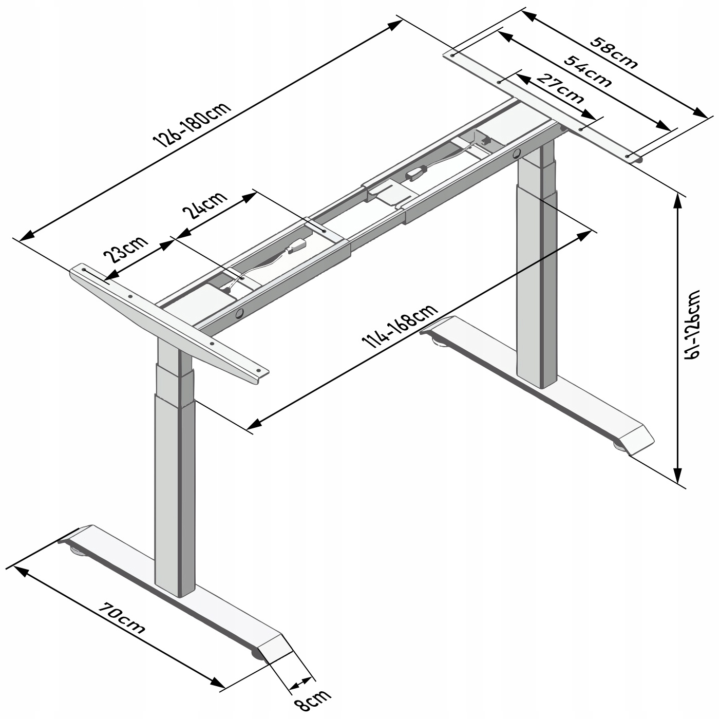 Biurko stojące - STELAŻ ELEKTRYCZNY 140 KG czarne Kolor mebla czarny