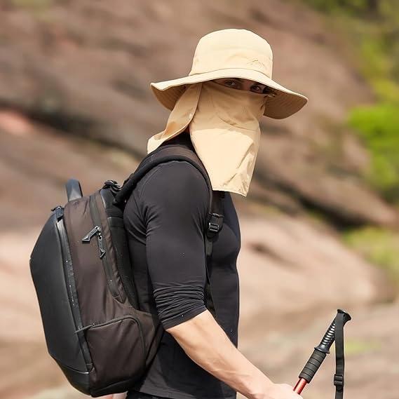 KAPELUSZ PRZECIWSŁONECZNY SKŁADANY 360° OSŁONA UV Z NAKARCZKIEM ZDEJMOWANY Wzór dominujący bez wzoru