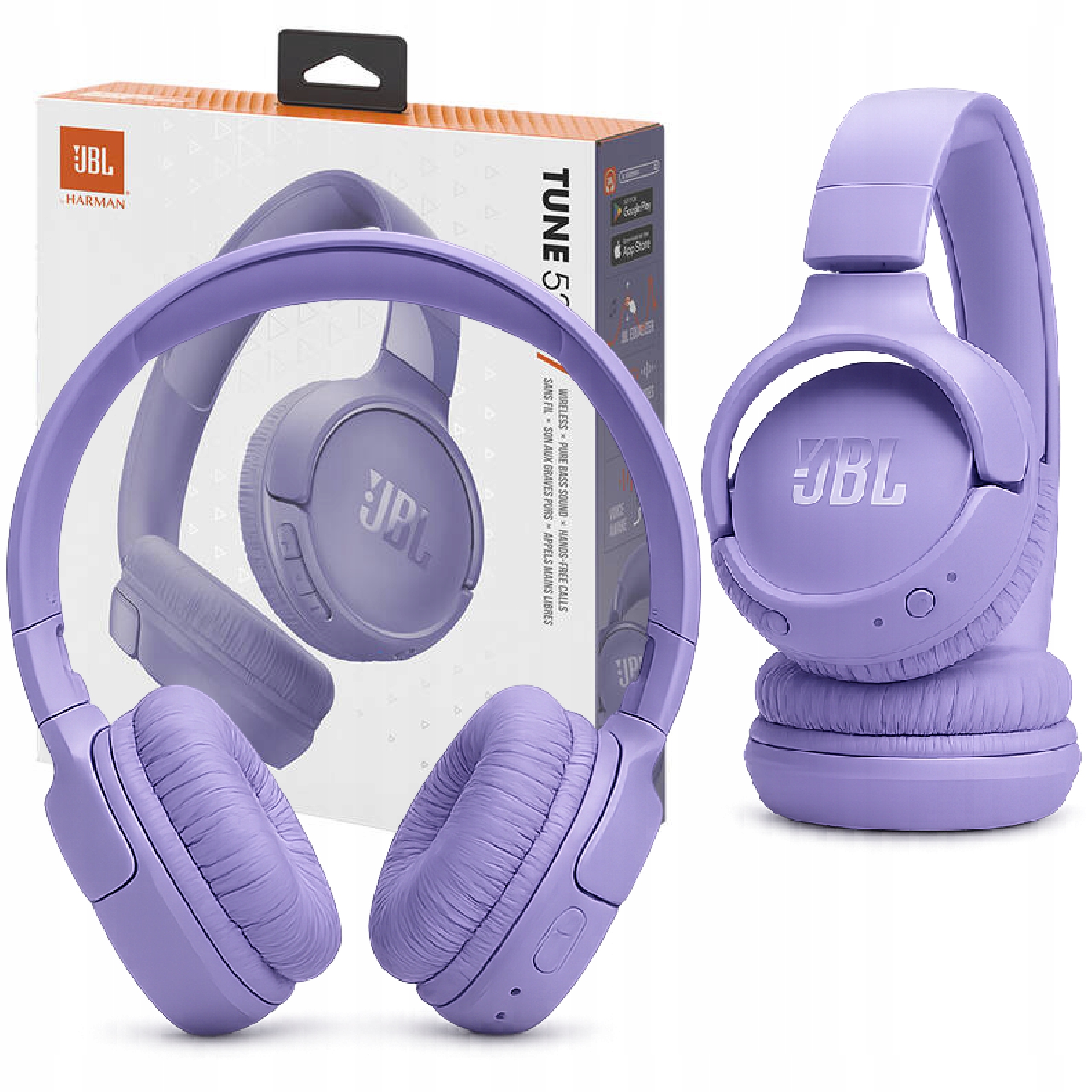 Słuchawki bezprzewodowe nauszne Jbl Tune 520BT fiolet Bluetooth 5.3 Usb-c