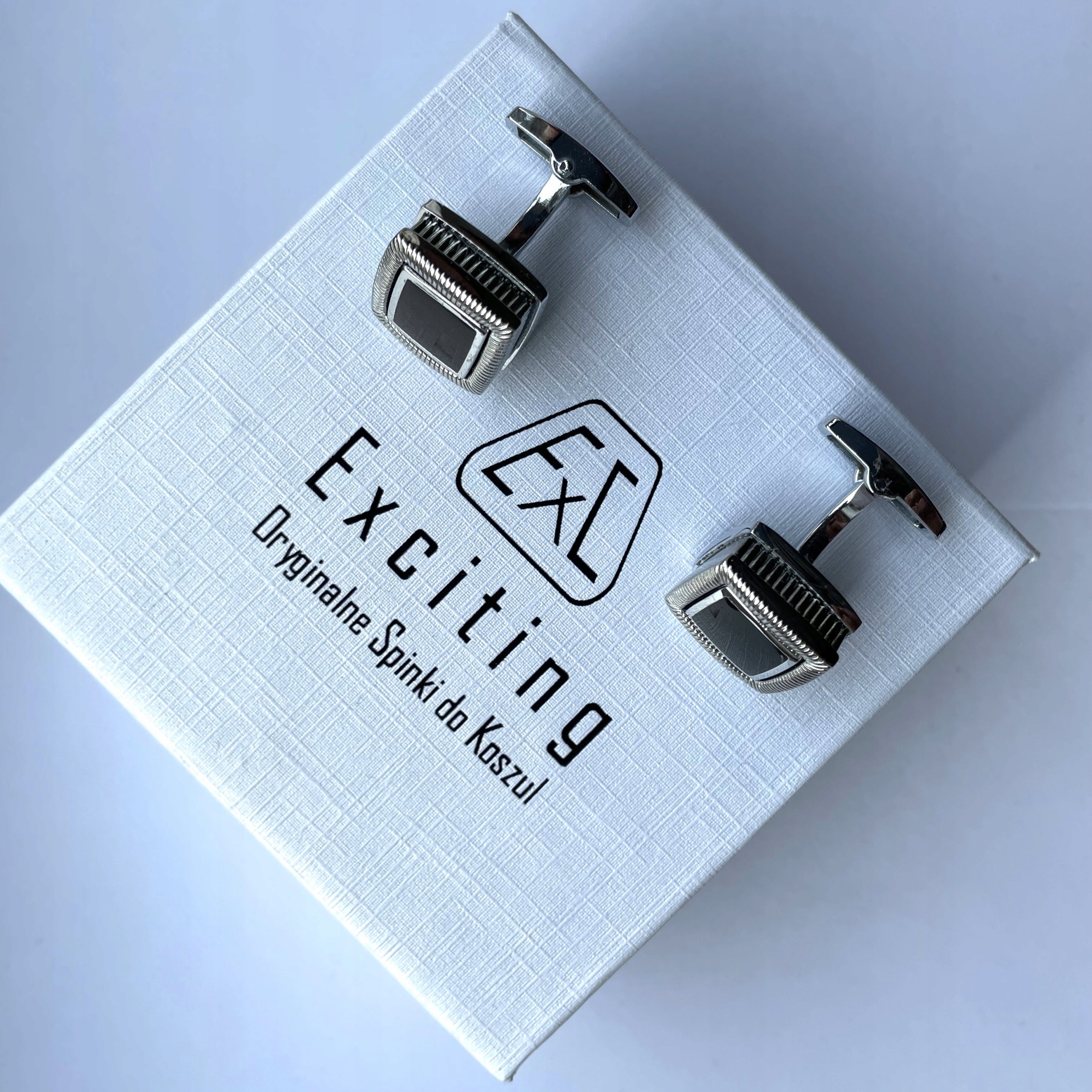Stříbrné pánské manžetové knoflíčky Exc Klasické Retro s Onyxem