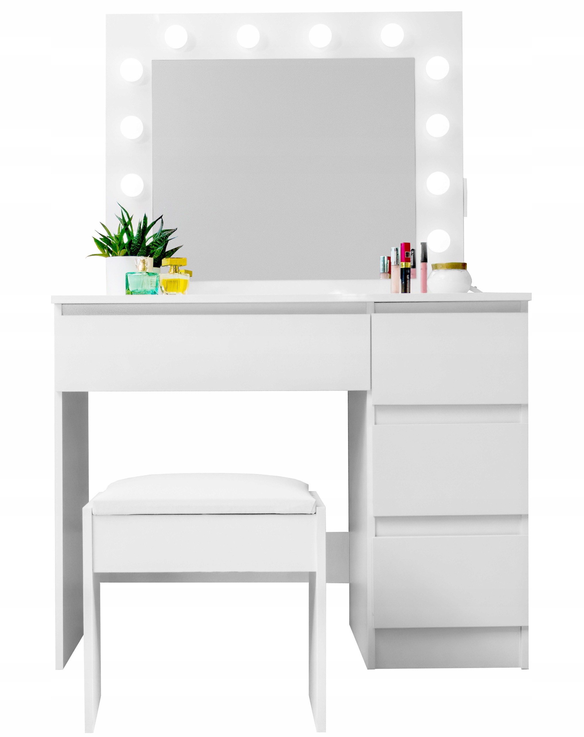 Aga Toaletný stolík so zrkadlom, osvetlením a el.zástrčkou stolička Leskl