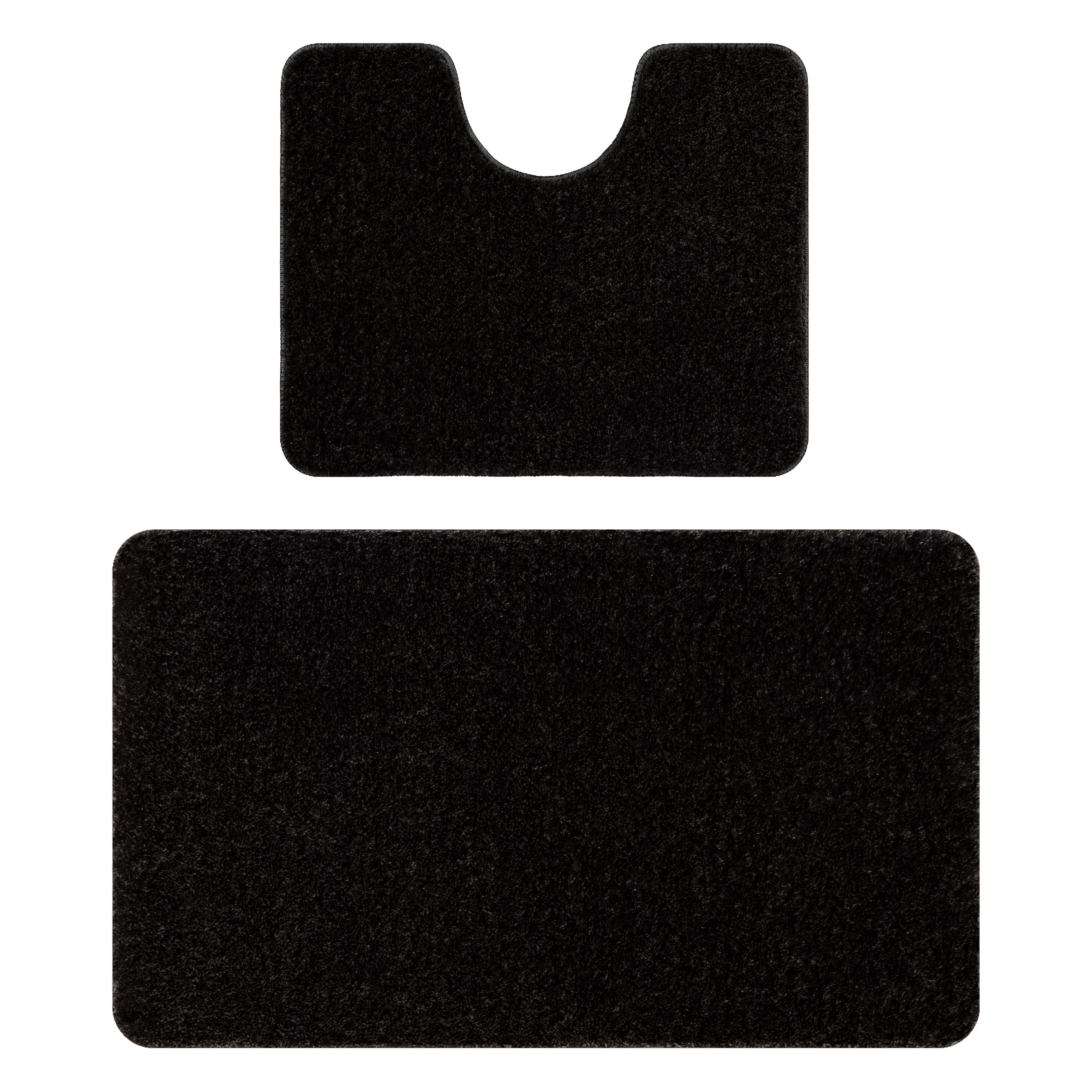 Komplet Wc Koberce Do Koupelny 2dílná 60x100 Hladká černá Měkká Tlustá #KPL208