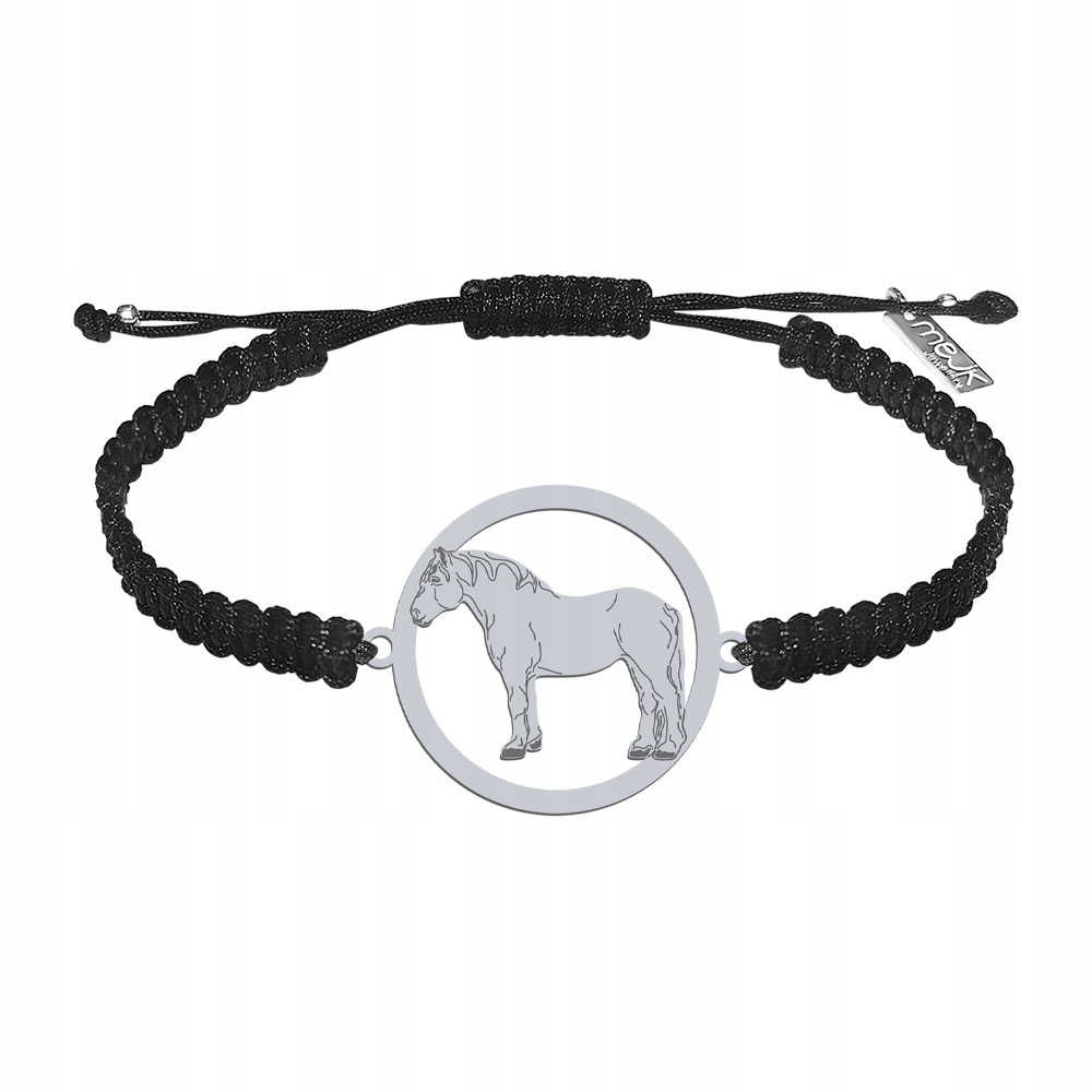 Stříbrný náramek s peršeronovým koněm 925 Makramé Šperky Dárek Gravírování