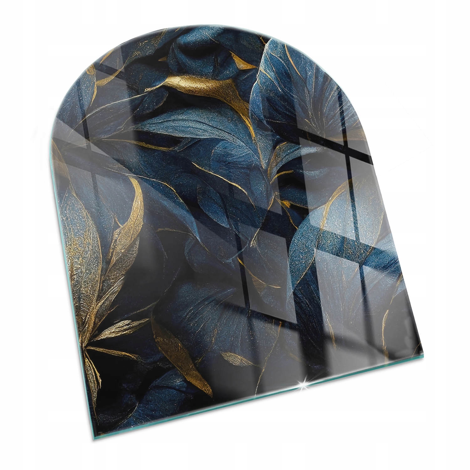 Sklenená tvrdená doska pod krb 80x70 cm Elegantné listy s textúrou