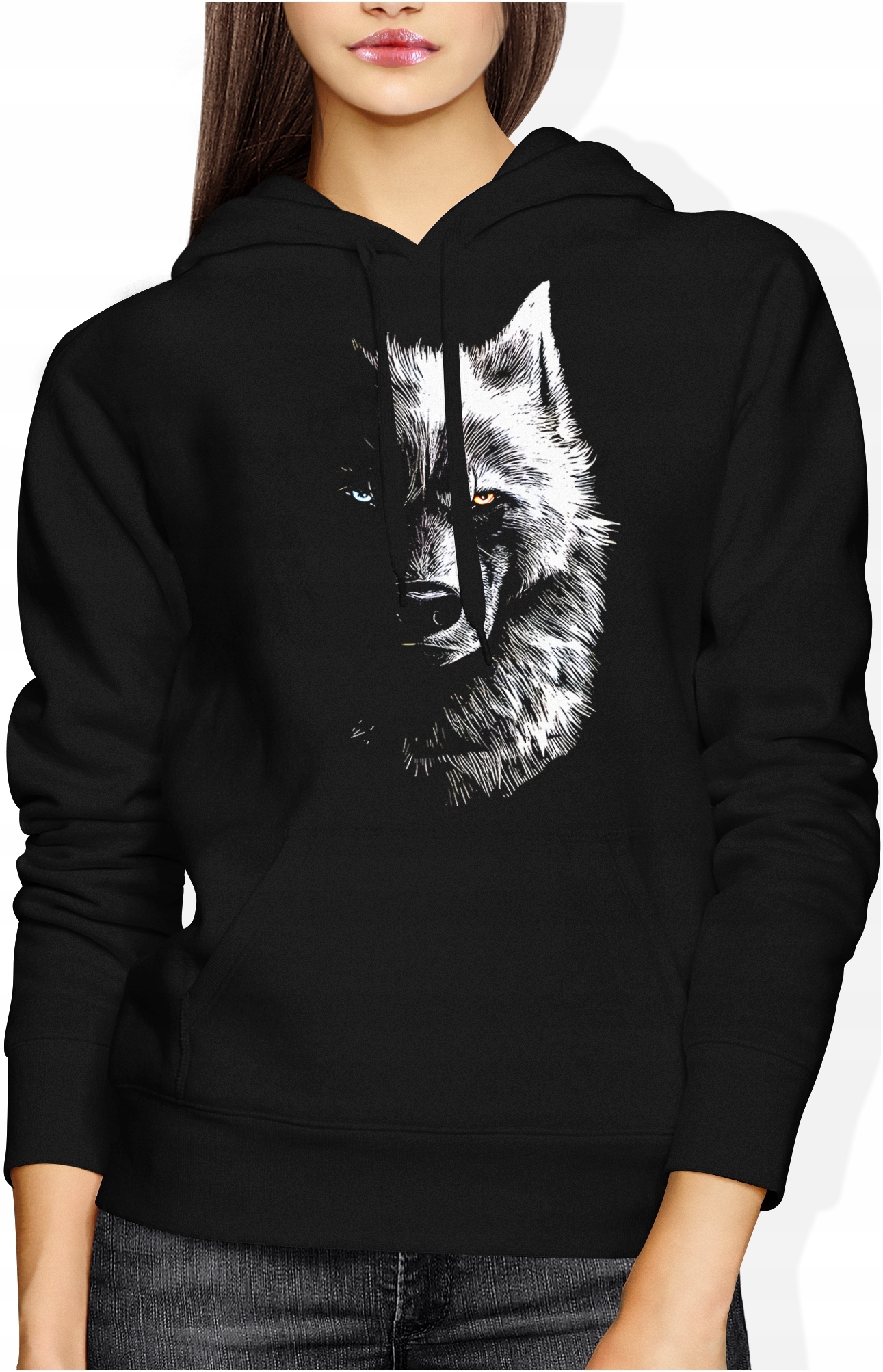 Bluza Wilk Z Wilkiem Damska Z Nadrukiem Bluzy Nadruk Goth Gotycka Roz. XL