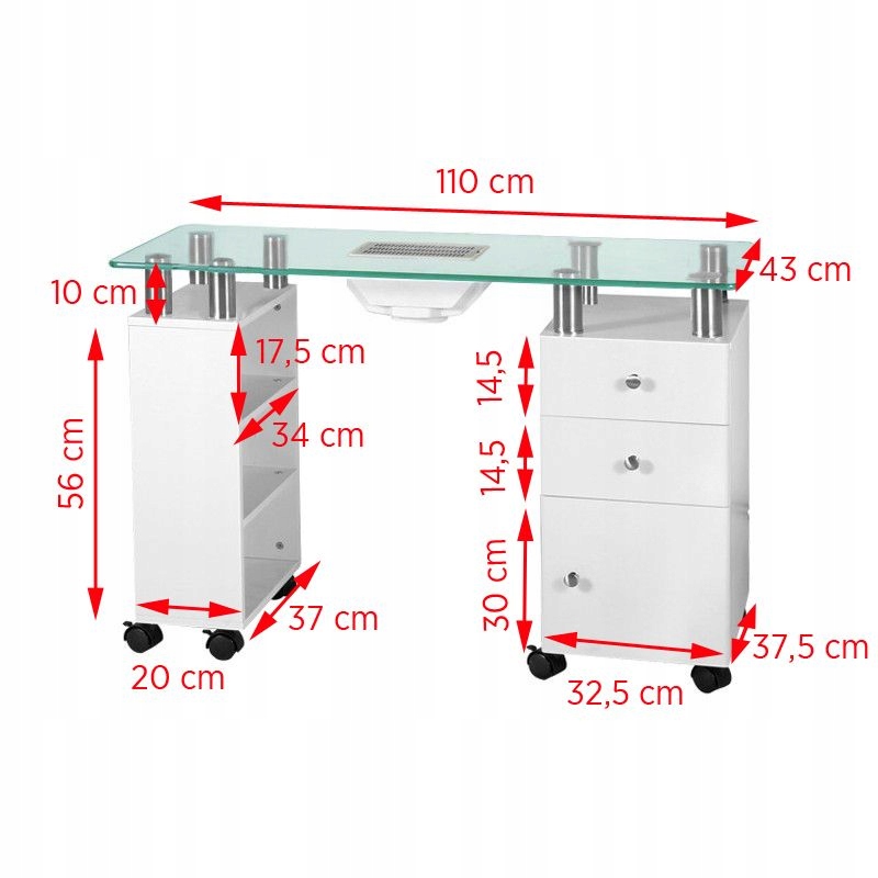 Psací stůl Glass 013B s absorbérem AM-8A, bílý