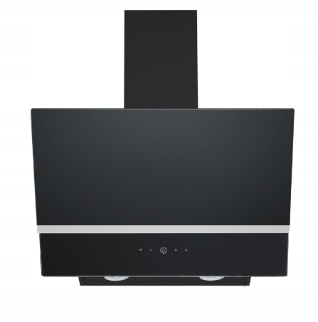 Okap Kuchenny 60cm Kominowy Czarny Szkło 560 m³/h Led Filtr Węglowy