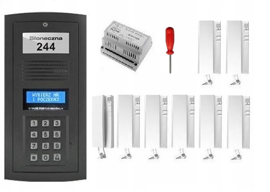 Domofon 8 rodzinny Elfon Optima OP-255 2 żyły kody