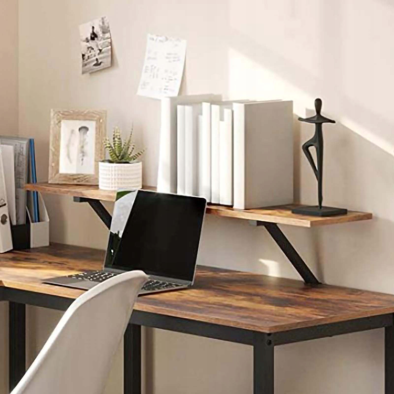 PÓŁKA BRĄZOWA POD MONITOR DOSTAWKA PODSTAWKA NA BIURKO PRAKTYCZNE Kształt blatu prostokątny