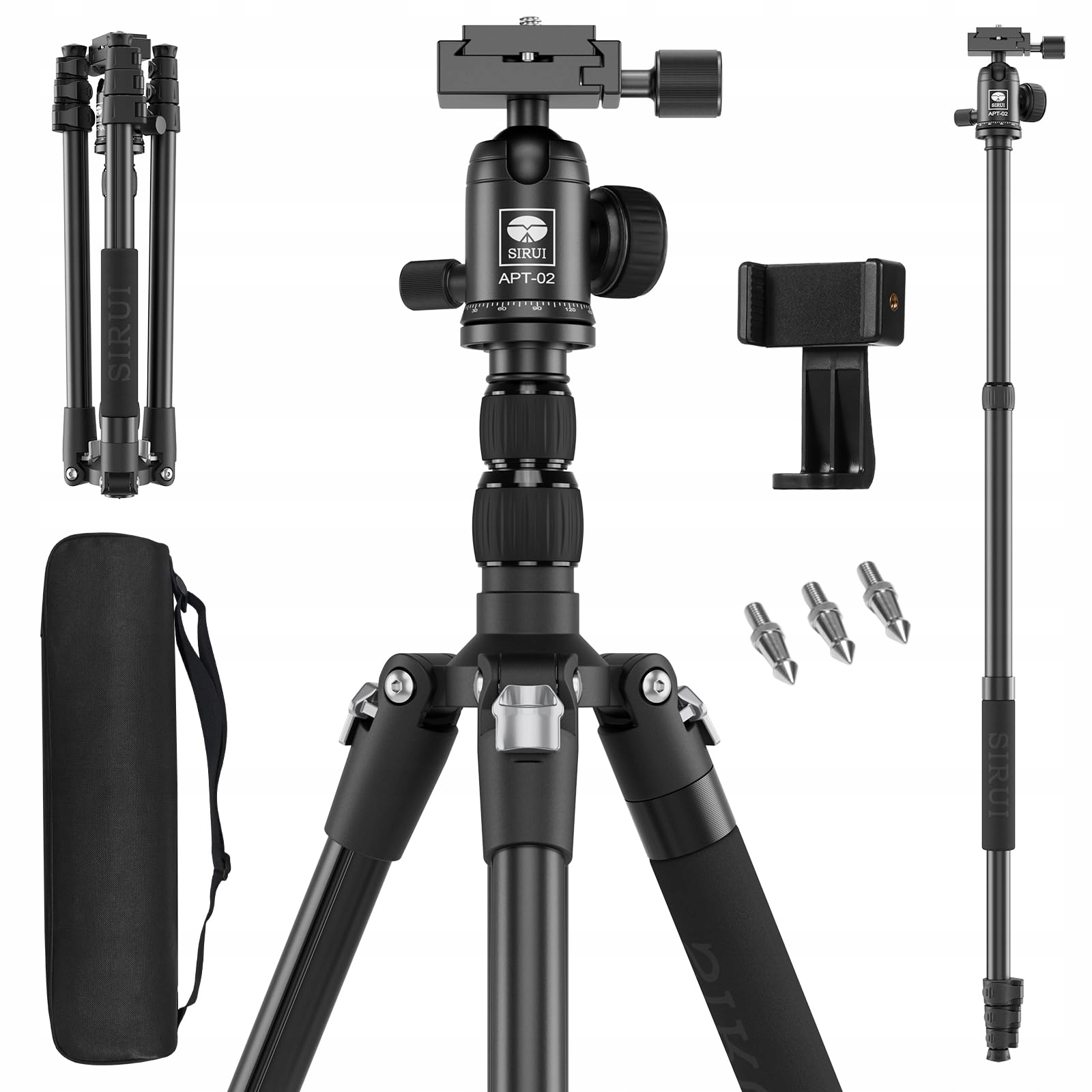SIRUI APT02 2-in-1 Tripod Monopod 200cm 360° Head 10kg DSLR Smartphones — miniatura 2