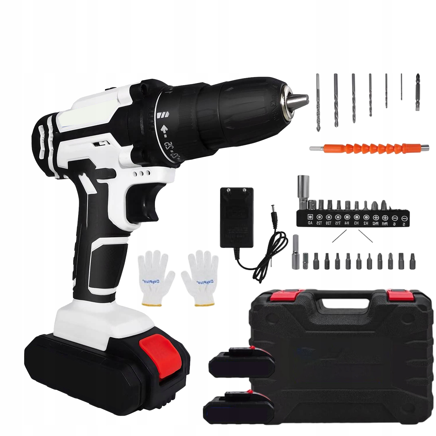 21V Aku Vrtačka Akumulátorový bezdrátový 2x akumulátor bity