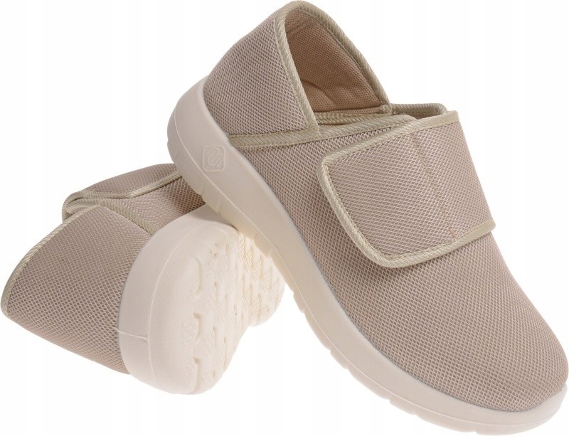 Tenisówki Półbuty Damskie Duża Szerokość Na Rzepę beż 39