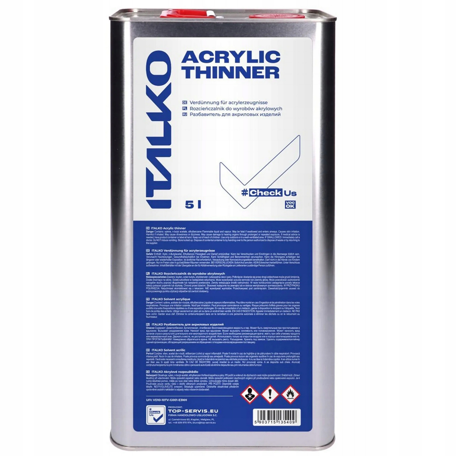 Italko akrylové ředidlo s rozpouštědlem 5 l