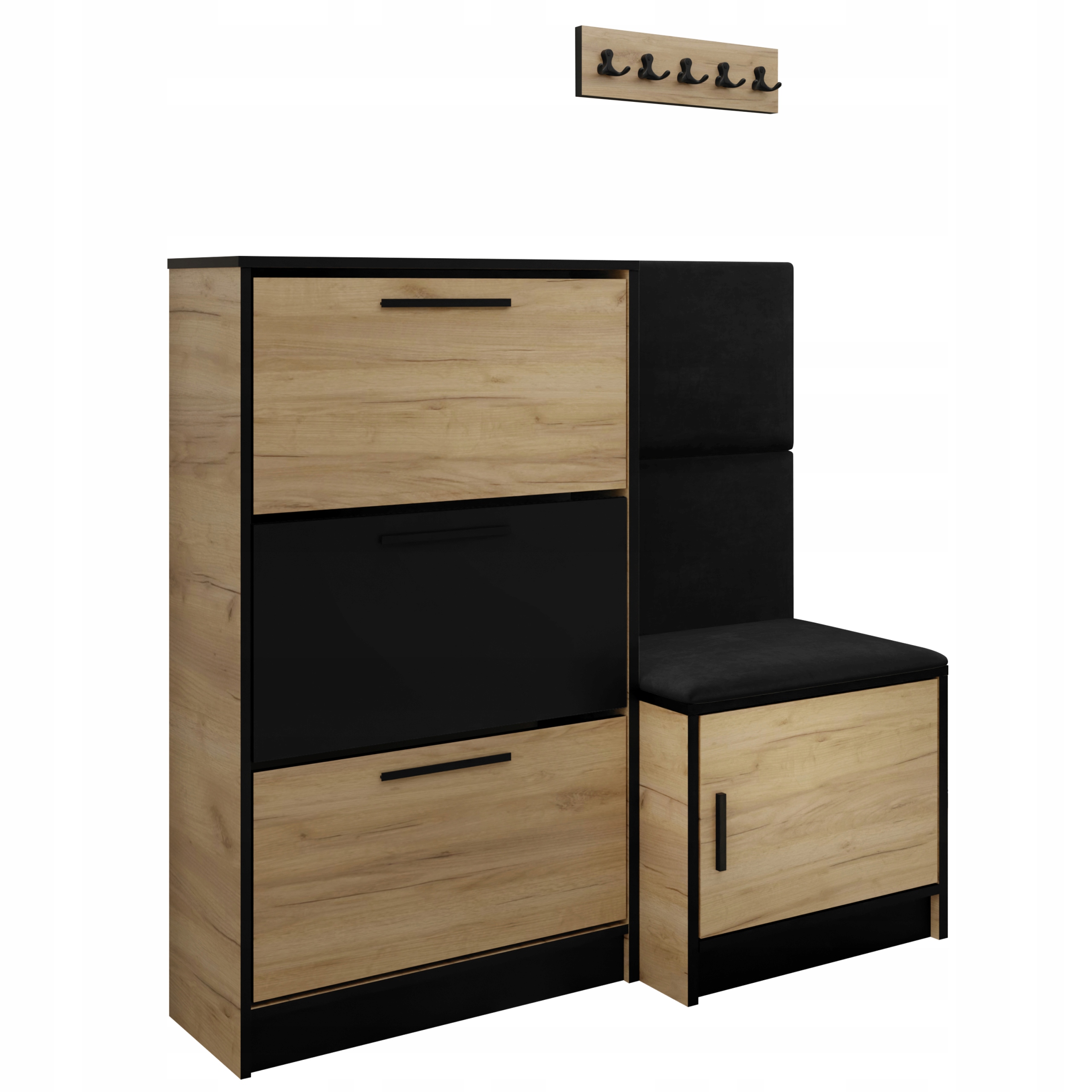 Sada botník a sedák dub craft zlatý černá tkanina