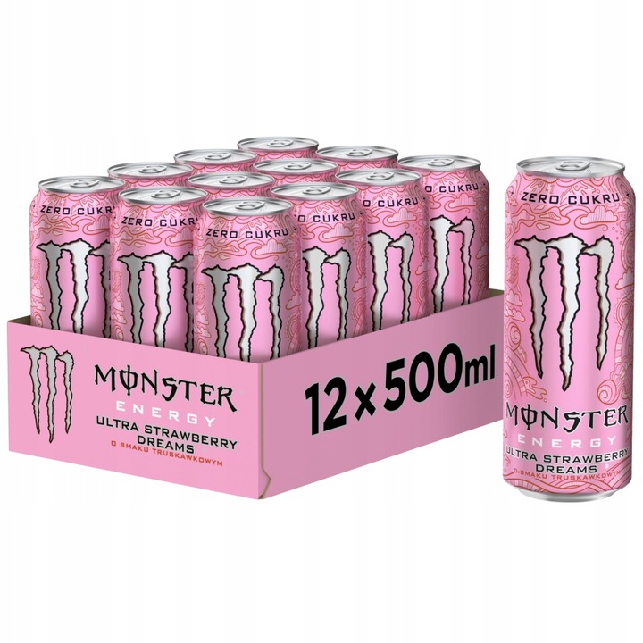 Monster Energy Ultra Strawberry Dreams bez cukru 500 ml x 12 kusů