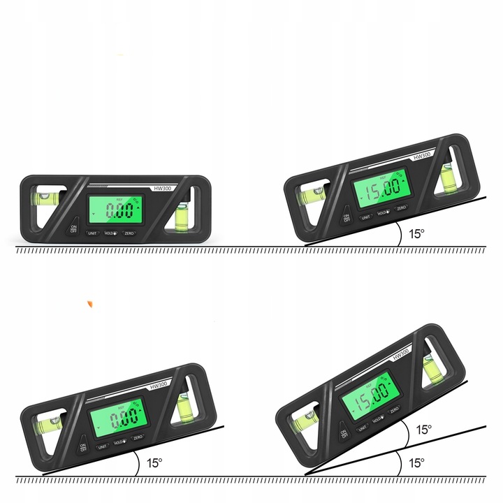 KIESZINKOWA POZIOMICA ELEKTRONICZNA CYFROWA LCD Liczba libelek 1