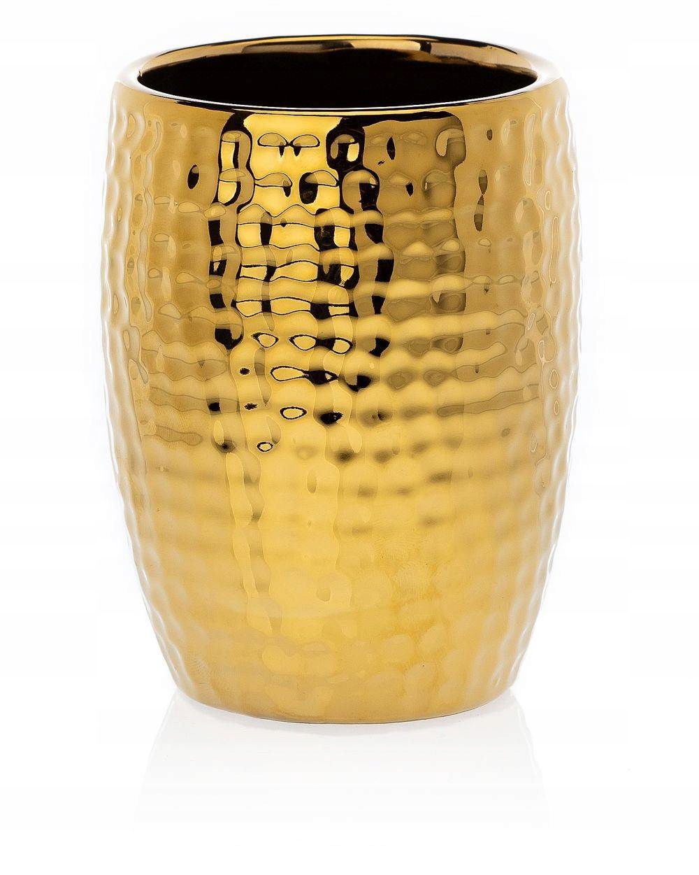 Kubek łazienkowy pojemnik zestaw 3el złoty glamour Wysokość maksymalna 21 cm